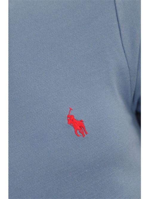 Polo due bottoni in cotone con logo Celeste POLO RALPH LAUREN | 710536856444